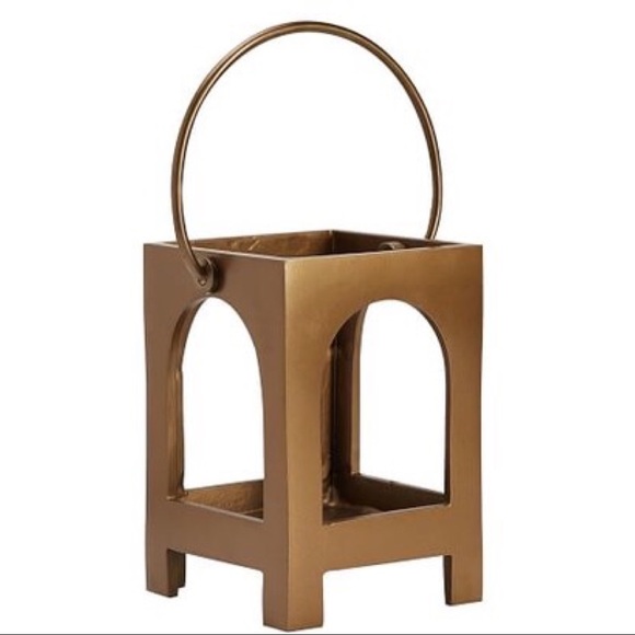 New Pottery Barn Danika Handcrafted Brass Lantern, Muted Gold Candle Holder, NWT - Picture 7 of 16